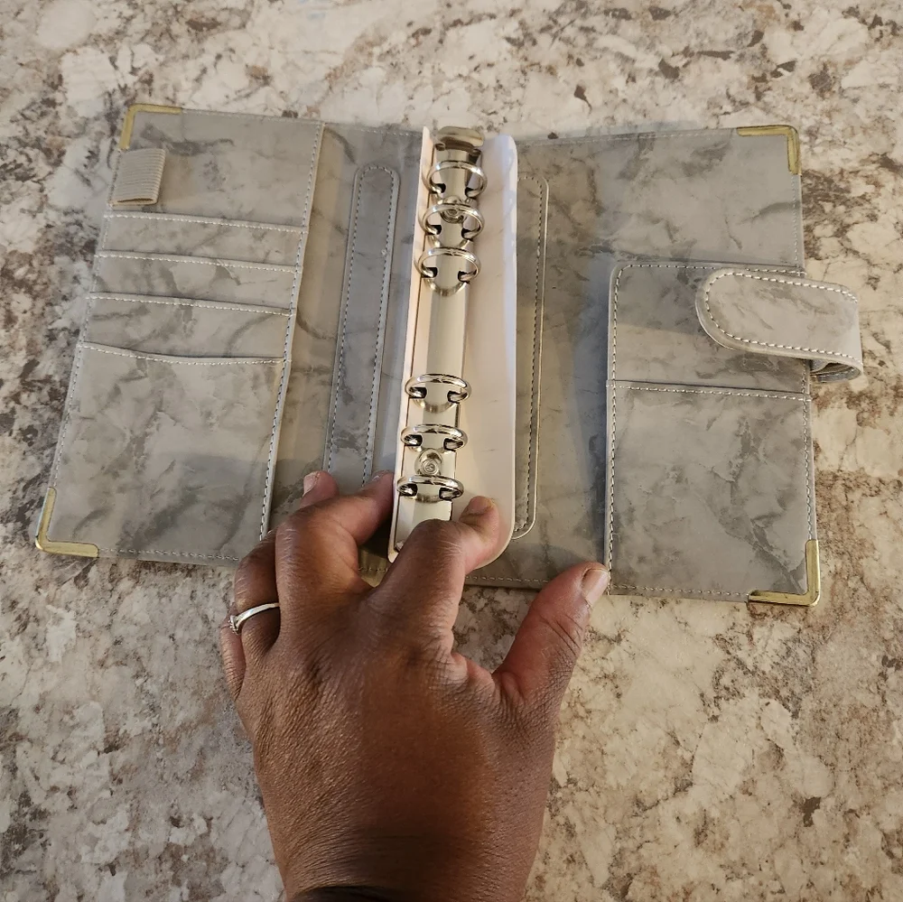 Marble Patterned Budget Binder with Gold Accents